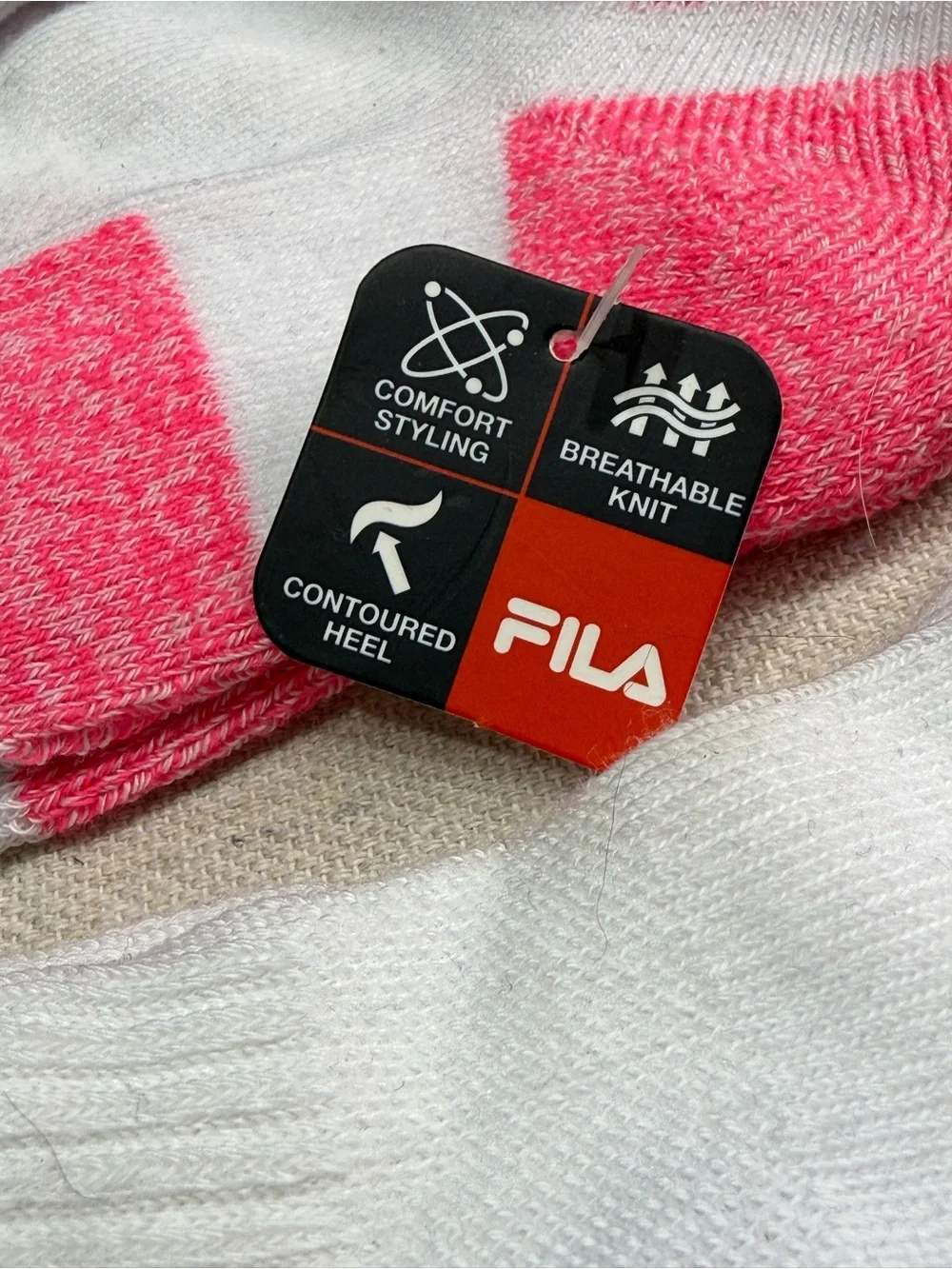 Fila White Low-Cut Socks with Pink and Purple Accents - 3 Pack - NWT